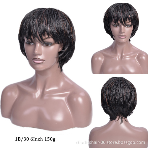 Short Braided Dreadlock Wigs Wholesale Straight Glueless Cheap Afro Short Pixie Cut Braided Synthetic Hair Wigs For Black Women